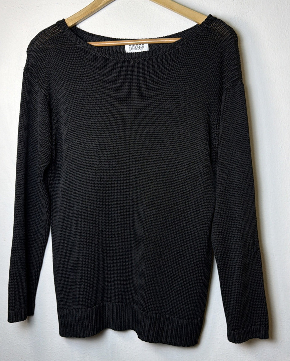 Chico's women's XL Sweater 100% rayon Sweater Black open knit classic basic